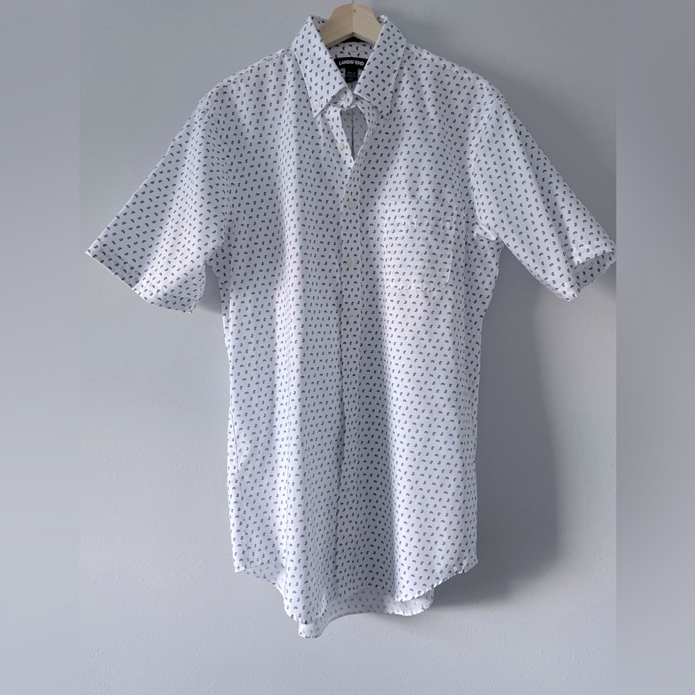 Lands’ End Men’s Tall Short Sleeve Button Down ~ Size 15.5 T ~ LIKE NEW